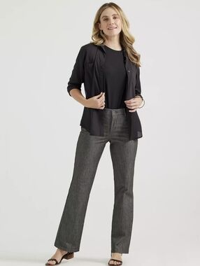 Lee Women's Regular Fit Mid Rise Wide Leg Trouser Dark Academia Old Money